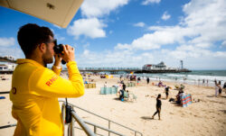 RNLI coastguard on beach