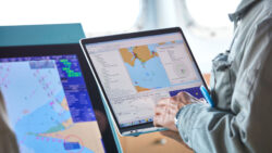 marine navigation chart on chartplotter screen