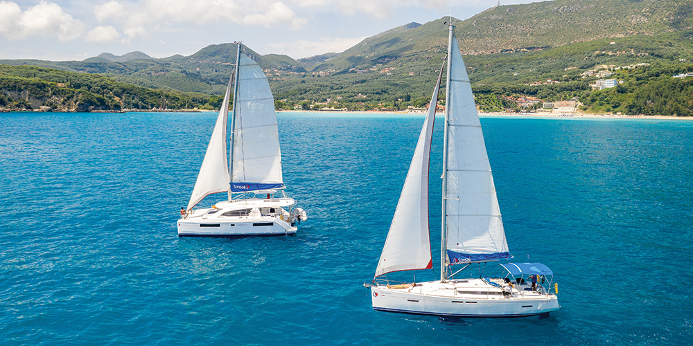 Yachts in a sunny bay