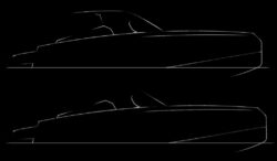 Schematic drawing of the side profiles of two day cruiser boats.