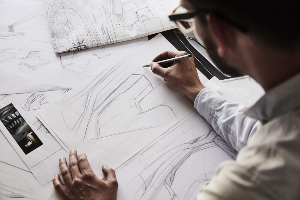 Princess Yachts designer sketching