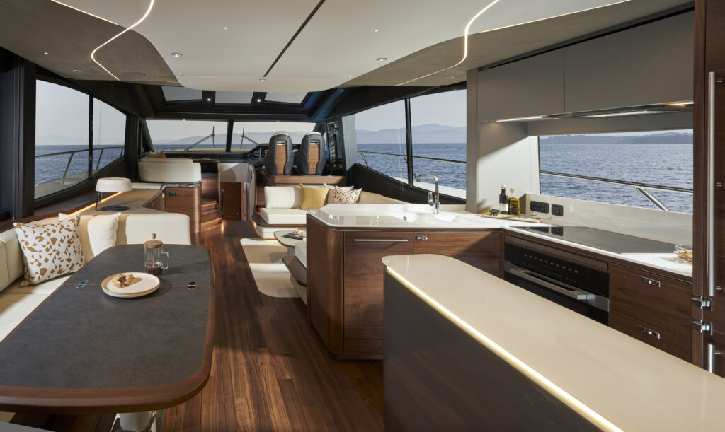 Interior saloon of Princess S72 motorboat