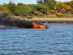 Poole lifeboats launch to vessel on fire