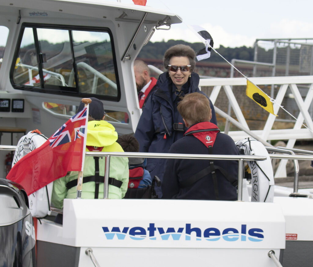 Princess Anne on wetwheels white boat