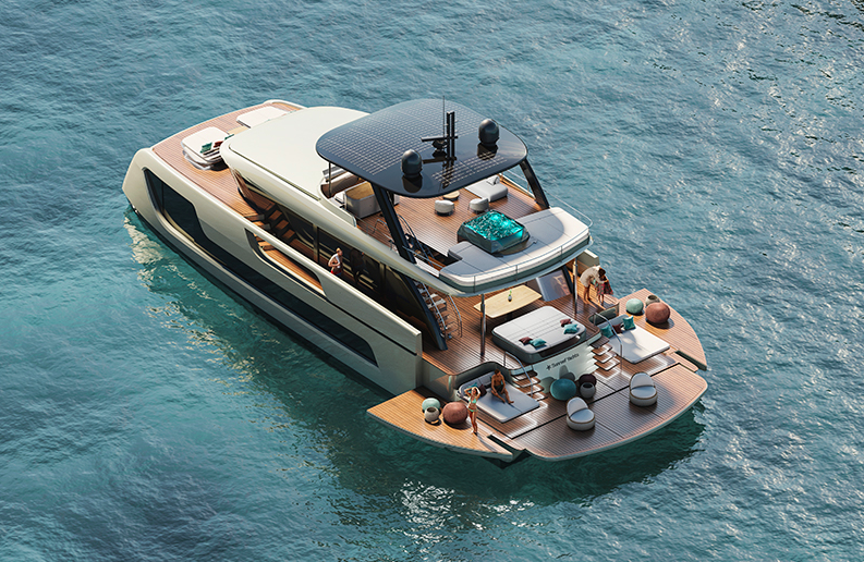 View of beach platform on Sunreef's Ultima catamaran