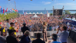 Kirsten Neuschäfer receives crowd's adulation after winning boat race