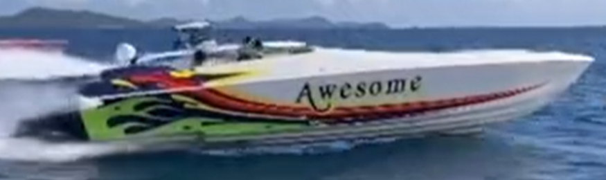 Fast Outboard speedboat on the water