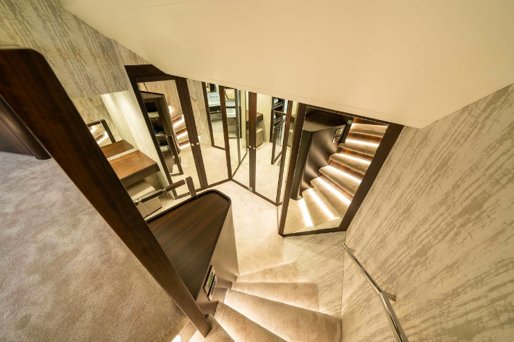 Spiralling stairs down into the depths of a boat