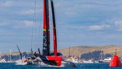 ETNZ's boat with many spectator vessels in the background