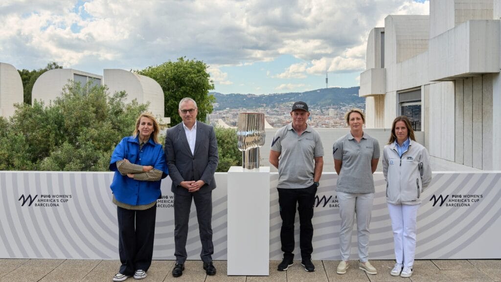 The presentation was attended by Grant Dalton, CEO America's Cup Event; Marc Puig, Executive Chairman of Puig; Abby Ehler, offshore sailor and Puig Women's America's Cup Event Co-Ordinator; Silvia Mas, sailing team member of Sail Team BCN, the Spanish entrant, and Patricia Urquiola.