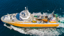 Kirkella the yellow fishing trawler which holed Shovette the tug