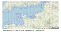 Map showing north coast of France ports of entry